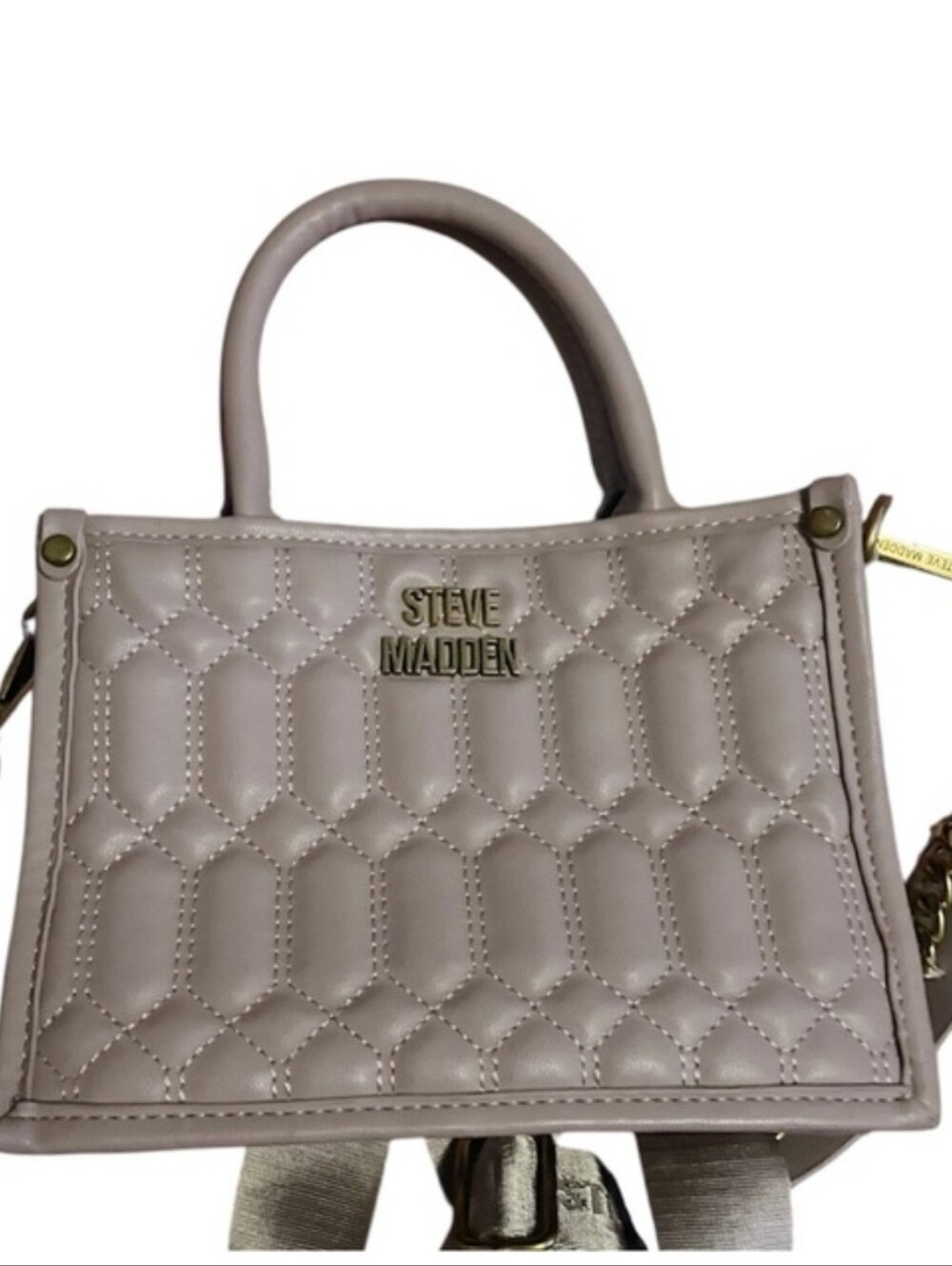 Steve Madden Binko Quilted Taupe Top-Handle Satchel NWOT
